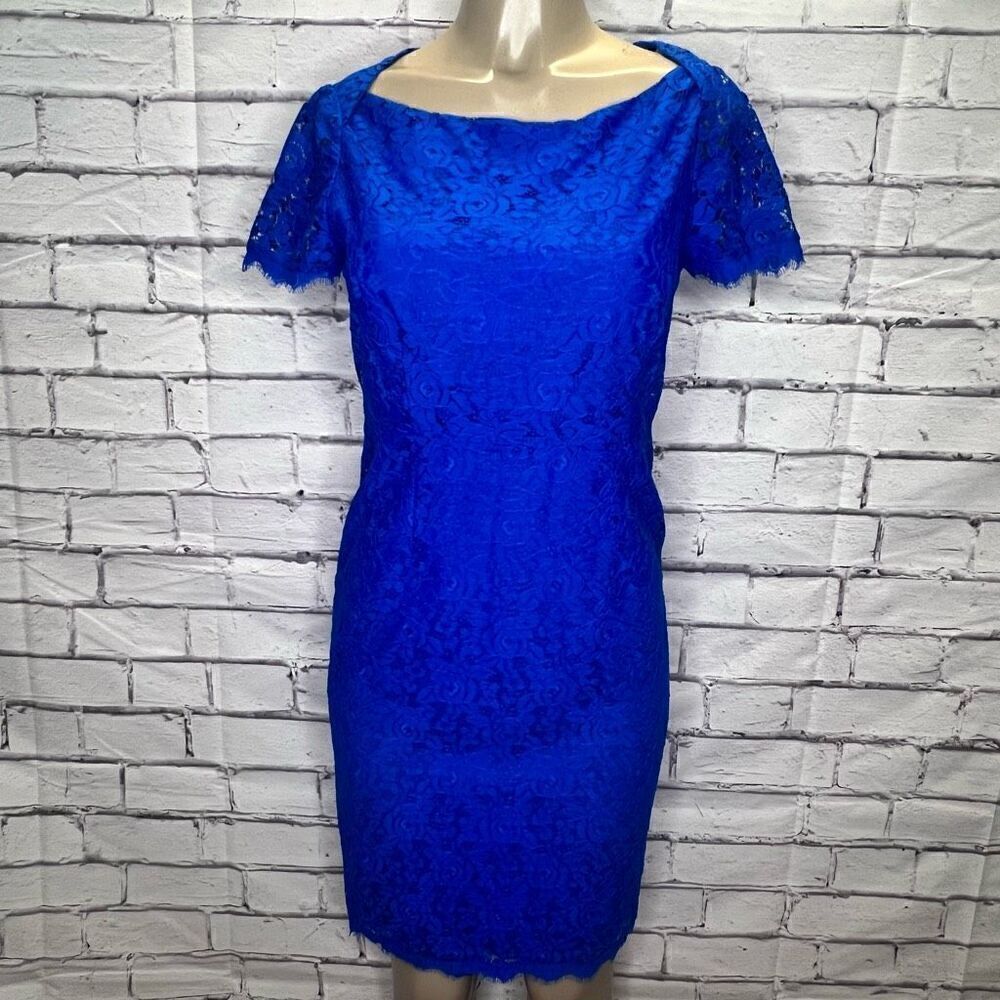 Diane Von Furstenberg Womens Blue Ainsley Lace Bright Blue Dress Size 6 NWT